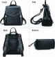 Women’s Genuine Leather Backpack Casual Style Flap Backpacks Daypack for Ladies (Black)
