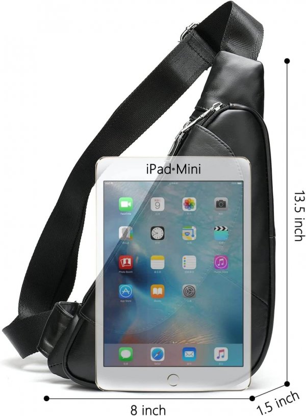 Genuine Leather Sling Bag Triangle Crossbody Bags Front Chest Day Pack One Shoulder Strap Backpack