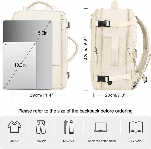 Travel Backpack for Men Women,Beige