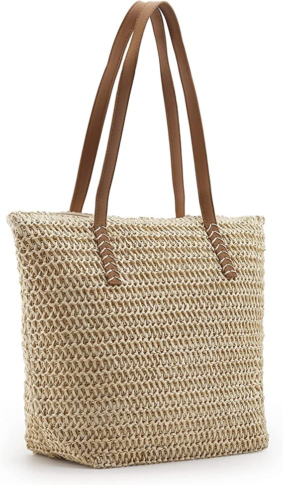 Lightweight Straw Bag, Straw Beach Bag for Women